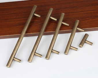 Antique Brass Kitchen Cabinet Handles - Solid Brass Wardrobe Drawer Pulls