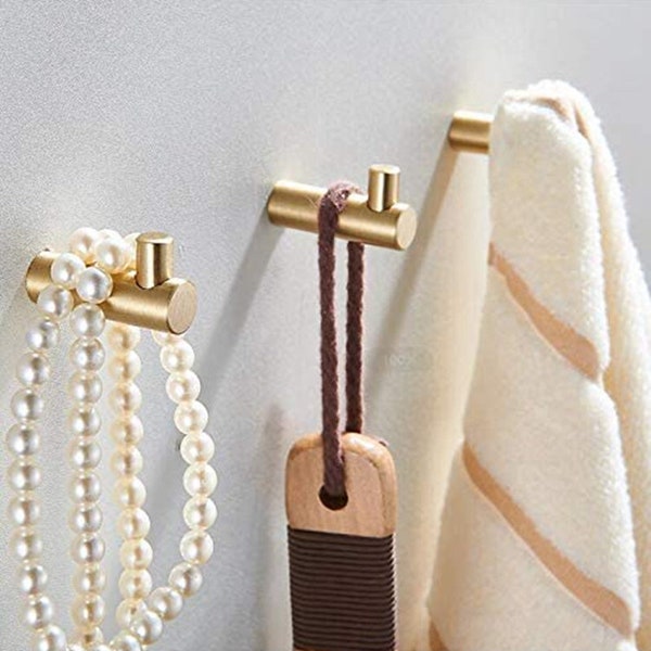 Brass Coat Rack Wall Mounted Towel Hooks Metal Bathroom Hooks Kitchenware Organizer Wall Hat Key Hooks