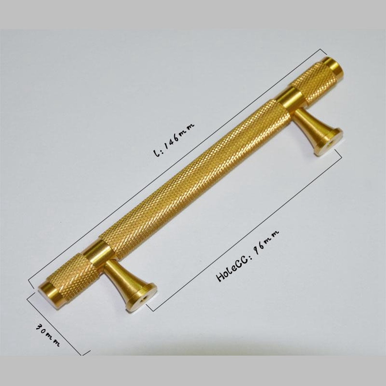 Solid Knurled Brass Kitchen Knobs and Handles Gold Etsy