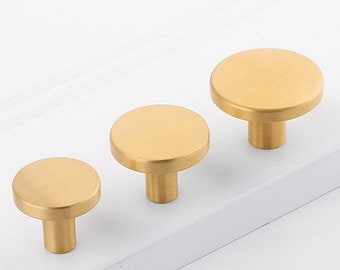 Brushed Brass Cabinet Drawer Knobs: Modern Gold Furniture Dresser Pulls