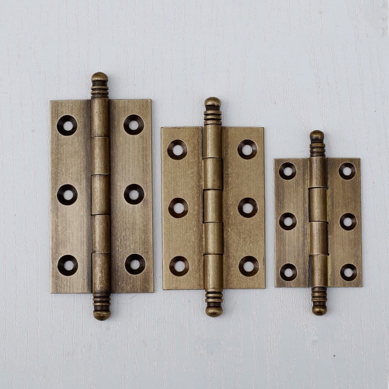2Pack Antique Brass Decorative Cabinet Hinges Kitchen Cupboard Folding Butt Hinges Vintage  2