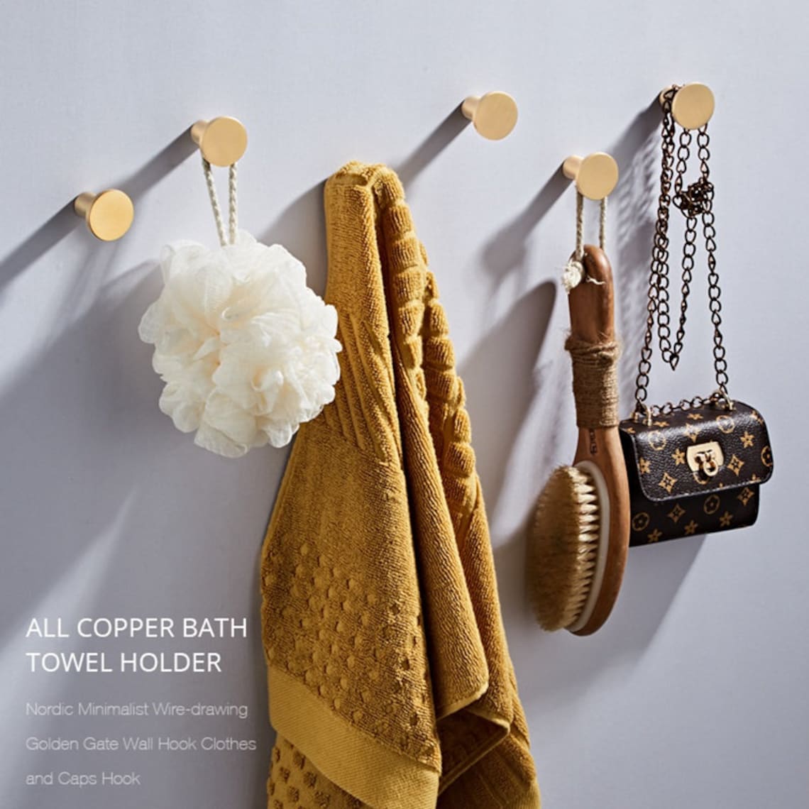 Solid Brass Coat Rack Wall Mounted Towel Hooks Metal Bathroom Etsy UK