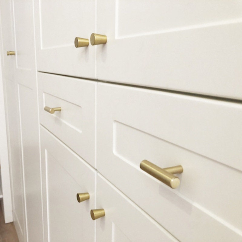 Brushed Brass Kitchen Knobs and Handles Gold Drawer Etsy Canada