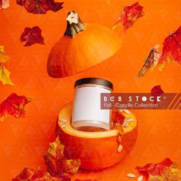 Fall Candle Mockup, Fall Leaves, Candle, Mockups, Creative Product Mockups, Autumn