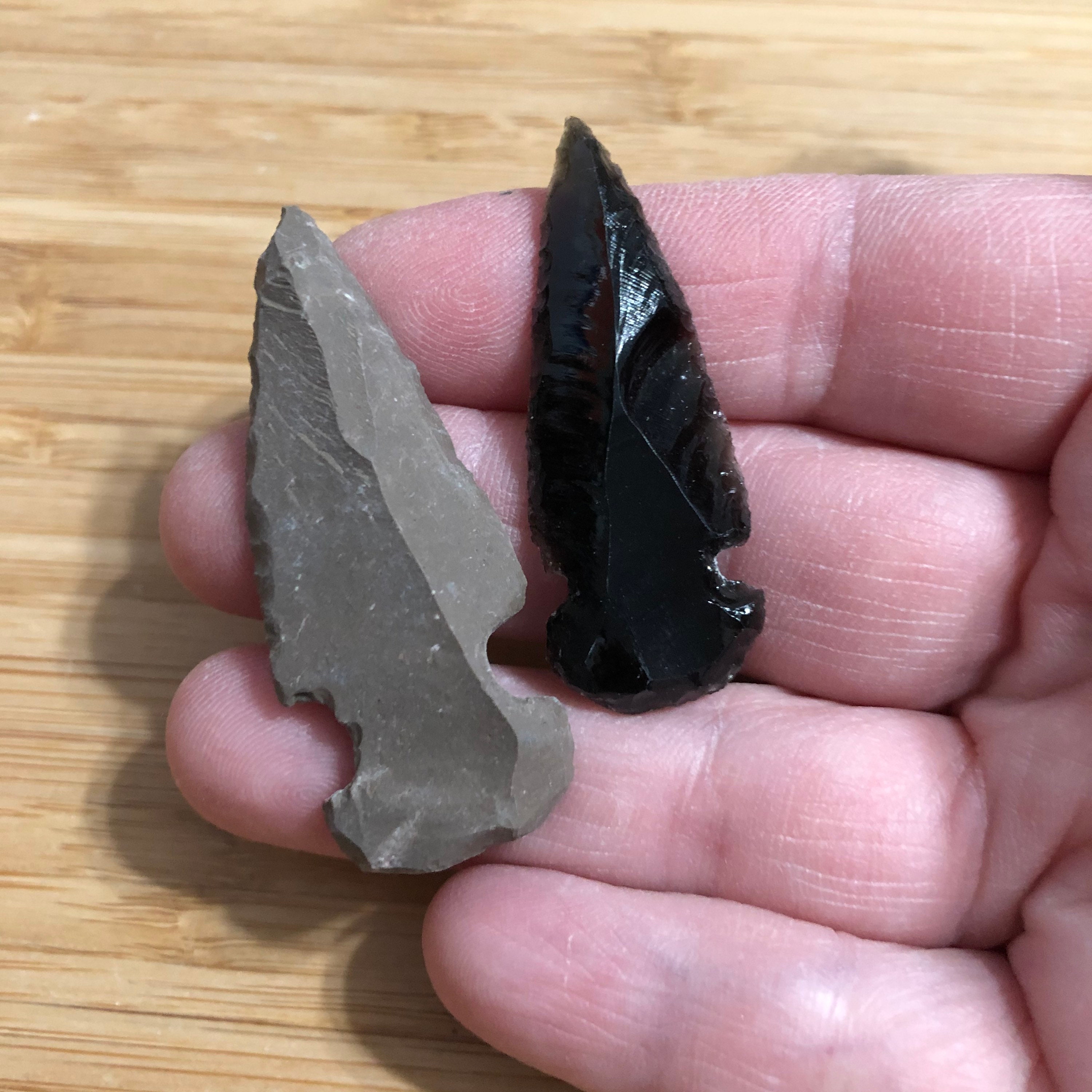 Arrowhead Set 2 Piece Obsidian Flint Etsy
