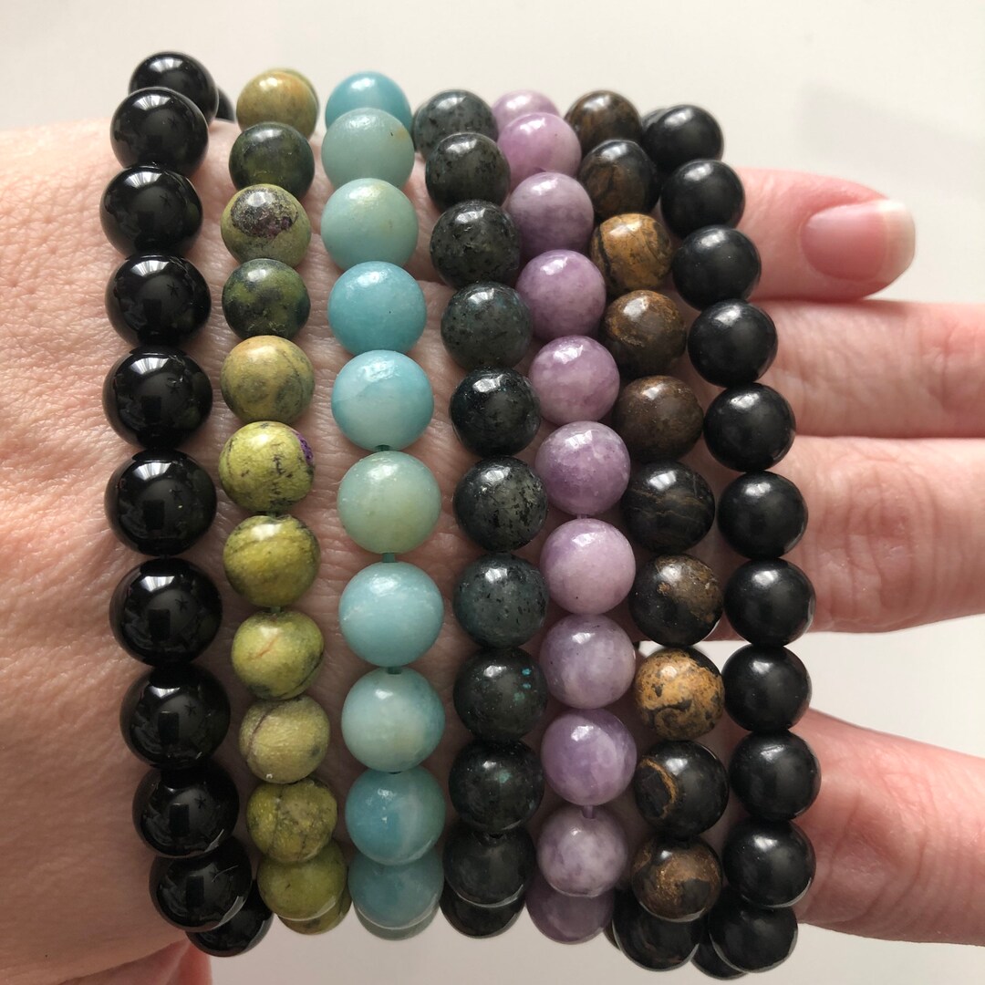 Crystal Gemstone Power Bracelet Your Choice of Shungite, Lepidolite