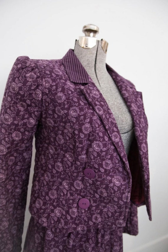 Vintage Gunne Sax Quilted Floral Jacket & Skirt Se