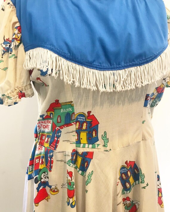 1950s handmade Disney cowboy print swing dress