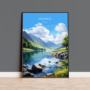 Impresión de viaje a Keswick, póster de viaje a Keswick, Inglaterra, arte de Cumbria, regalo de Keswick, impresión de arte de pared