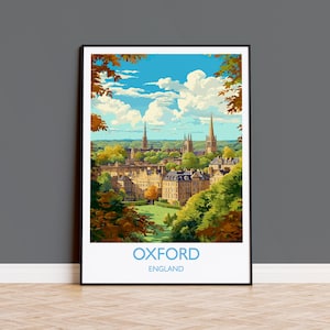 Impresión de viaje de Oxford, póster de viaje de Oxford, Oxfordshire, Inglaterra, arte de Oxford, regalo del Reino Unido, impresión de arte de pared