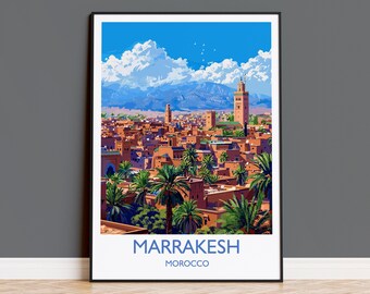 Marrakesh Travel Print Wall Art, Travel Poster of Marrakesh, Marrakesh Art Lovers Gift, Morocco Wall Art