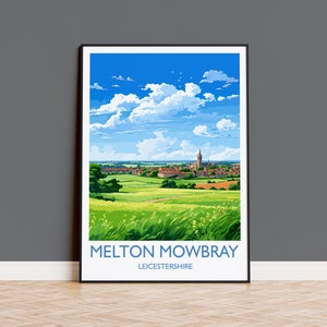 Impresión de arte mural de Melton Mowbray, póster de viaje de Melton Mowbray, Inglaterra, regalo para amantes del arte de Leicestershire, campiña inglesa