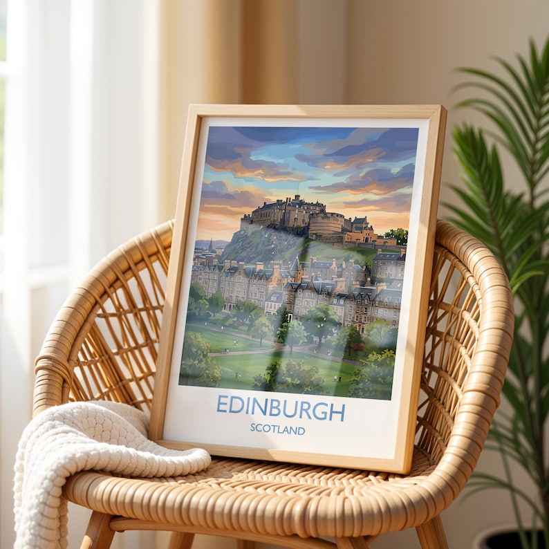 Edinburgh Castle Travel Poster, Princes Street Gardens Wall Art ...