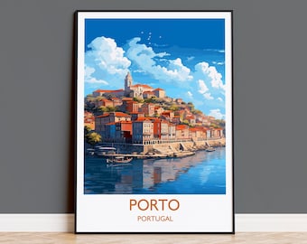 Porto Travel Print, Travel Poster of Porto, Portugal, Porto Art Gift, Wall Art Print