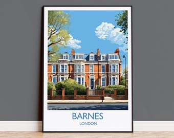 Póster de viaje de Barnes, lámina de viaje de Barnes, póster de Londres, regalo de Barnes, arte de Barnes, regalo de viaje de Londres (Reino Unido)