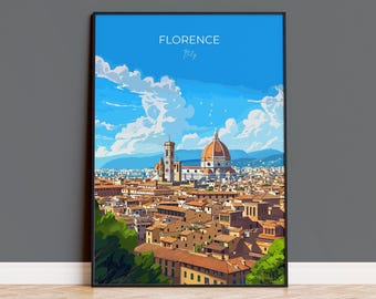 Florence Travel Poster Wall Art, Travel Print of Florence, Florence Art Lovers Gift, Italy, Italy Art Gift