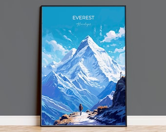 Everest Travel Print, Travel Poster of Everest, Himalayas, Everest Art, Everest Gift, Himalayas Wall Art Print