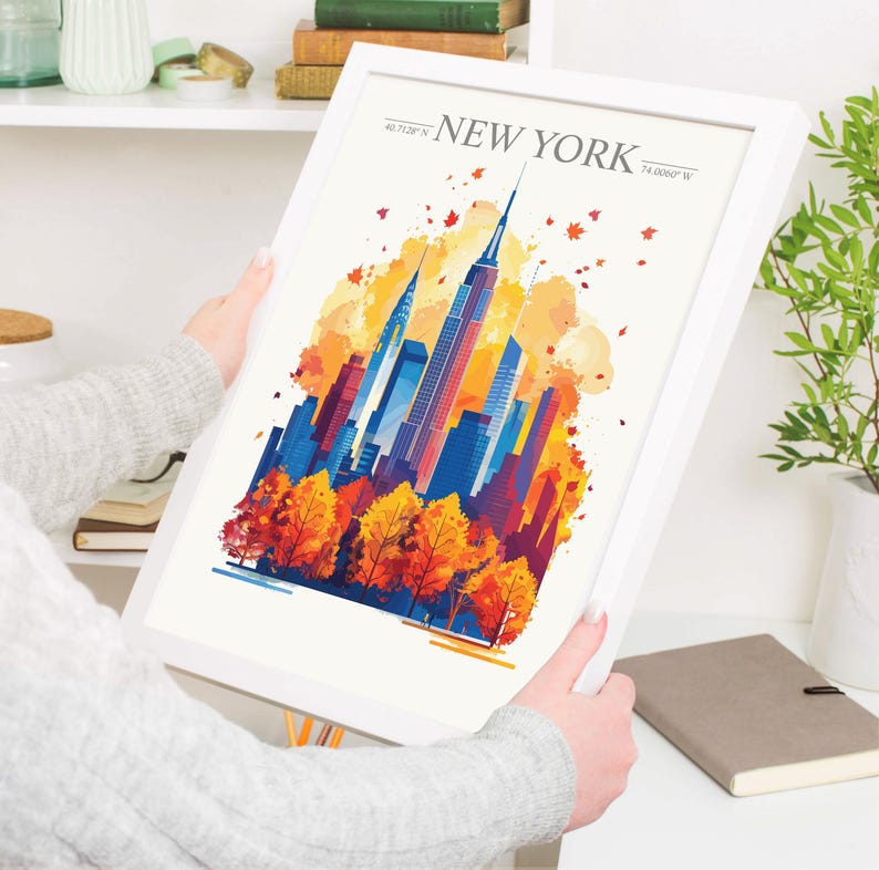 New York Skyline Travel Print Wall Art, New York Skyline Travel Poster ...