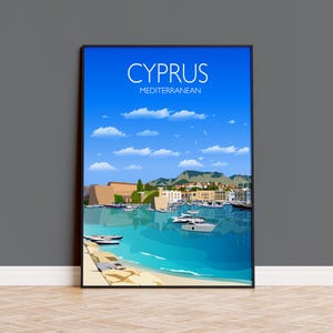 Travel Poster of Cyprus, Travel Print of Cyprus, Mediterranean Sea, Travel Poster, Cyprus Print
