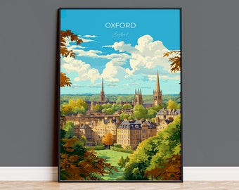 Oxford Travel Poster, Travel Print of Oxford, Oxfordshire, England, Oxford Gift, Oxford University, UK Gift, Wall Art Print