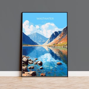 Wastwater Travel Print, Wastwater Travel Poster, England, Cumbria Art, Wastwater Gift, Lake District, Wall Art Print