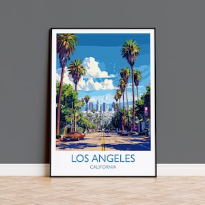Los Angeles Reisedruck, Reiseplakat von Los Angeles, Kalifornien, Los Angeles Kunstliebhaber Geschenk, USA Geschenk, Wandkunst