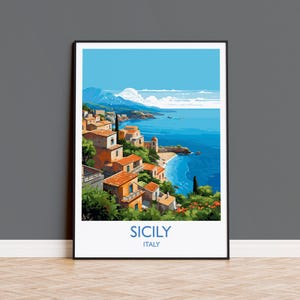 Sicily Travel Print, Travel Poster of Sicily , Italy Poster, Sicily  Gift, Sicily Art, Italy Art