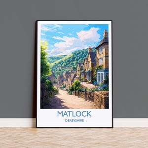 Matlock Travel Poster, Matlock Travel Print, England, Derbyshire Art, Matlock Gift, Wall Art Print