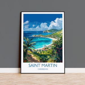 Impresión de viaje de San Martín, póster de viaje de San Martín, Caribe, regalo para amantes del arte de San Martín, regalo del Caribe, impresión de arte de pared