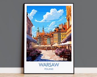 Warsaw Travel Print, Travel Poster of Warsaw, Poland Poster, Warsaw Art Gift, Poland Art Lovers Travel Gift
