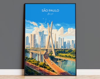 Sao Paulo Travel Poster, Travel Print of Sao Paulo, Brazil City Poster, Sao Paulo Wall Art Lovers Gift, Brazil Art Gift