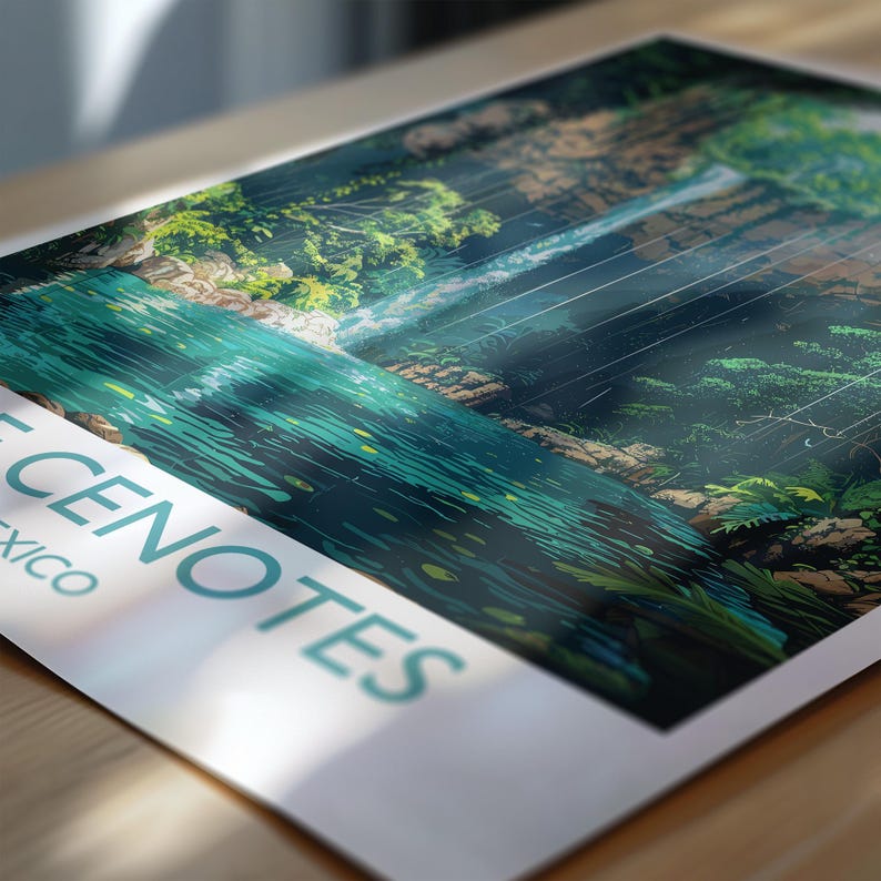 Cenotes of Yucatan Travel Print, Mexico Travel Print Collection, Travel Wall Art, Cenotes Art Print Gift, Yucatan Art image 5