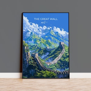 Great Wall of China Travel Poster, Travel Print of Great Wall of China, The Great Wall Art lovers Gift, China Wall Art Gift