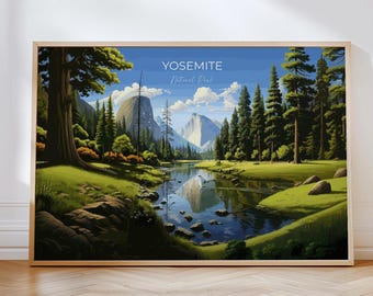 Yosemite Travel Poster Wall Art, Landscape Travel Print of Yosemite, National Park Art, Yosemite Gift, Colorado, USA, Travel Wall Art Gift