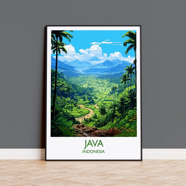 Java Travel Print, Travel Poster of Java, Indonesia, Java Gift, Wall Art Print