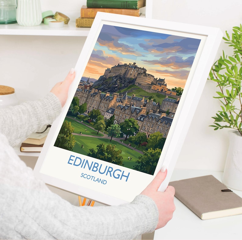 Edinburgh Castle Travel Poster, Princes Street Gardens Wall Art ...