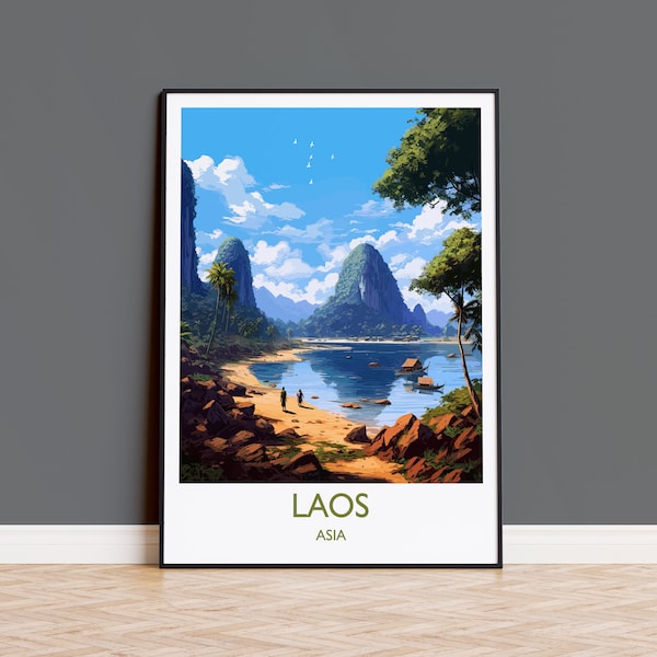 Laos Travel Print, Travel Poster of Laos, Asia, Laos Art, Laos Gift, Wall Art Print