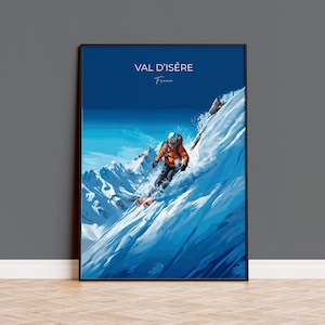 Val d&#39;isere Wand Kunst Reise Druck, Reise Poster von Val d&#39;isere, Ski Poster, Val d&#39;isere Kunst Liebhaber, Französischer Ski Kunst Liebhaber Reise Geschenk