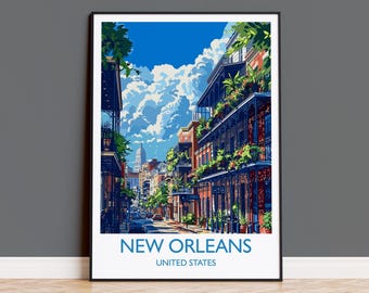 New Orleans Travel Print Wall Art, Travel Poster of New Orleans, New Orleans Art Lovers Gift, USA Art Gift