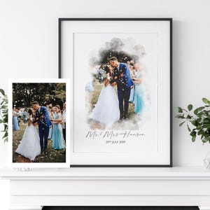 Personalised Wedding Watercolour Portrait, Custom Wedding Anniversary Gift, Wedding Portrait, Watercolour Painting From Photo, Water colour