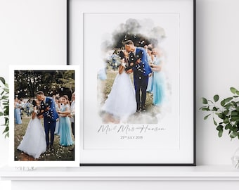 Personalised Wedding Watercolour Portrait, Custom Wedding Anniversary Gift, Wedding Portrait, Watercolour Painting From Photo, Water colour