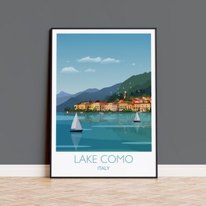 Comer See Reisedruck Wandkunst, Reiseplakat von Comer See, Comer See Kunstliebhaber Geschenk, Italien, Italien Reiseplakat, Italienische Seen