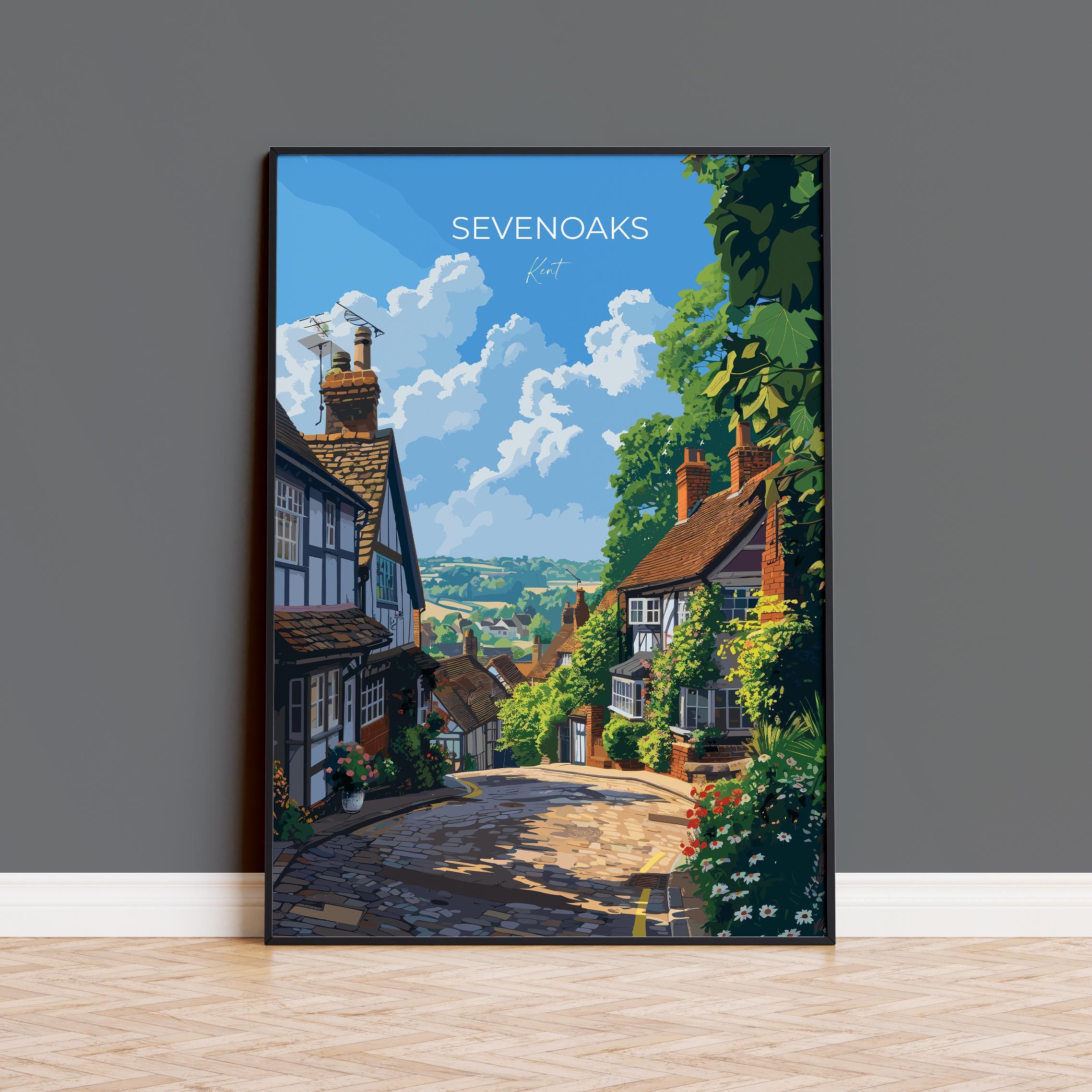 セブンオークス旅行プリント、セブンオークスの旅行ポスター、ケント州