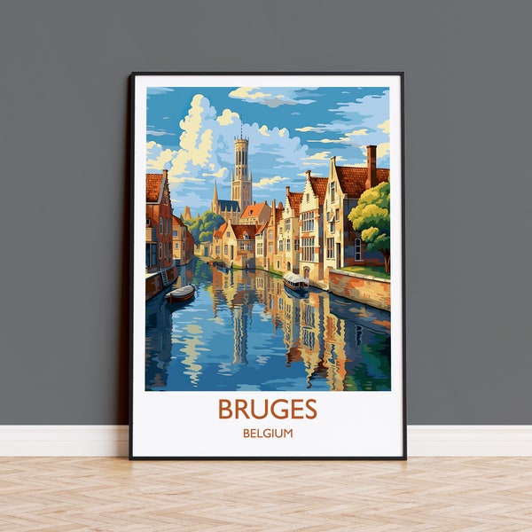 Affiche Bruges, impression voyage de Bruges, cadeau d'art Bruges, art mural Belgique, cadeau de voyage