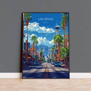 Las Vegas Travel Poster, Travel Print of Las Vegas, Nevada, Las Vegas Art Lovers Gift, USA Gift, Wall Art Print
