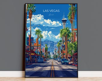 Las Vegas Travel Poster, Travel Print of Las Vegas, Nevada, Las Vegas Art Lovers Gift, USA Gift, Wall Art Print