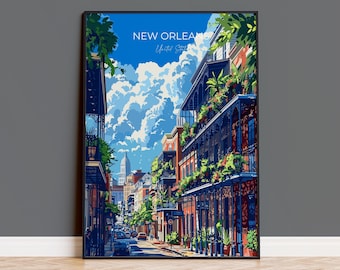 New Orleans Travel Poster Wall Art, Travel Print of New Orleans, New Orleans Art Lovers Gift, USA Art Gift
