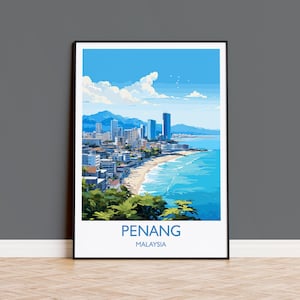 Penang Travel Print Wall Art, Travel Poster of Penang, Malaysia, Penang Art Gift, Wall Art Travel Gift