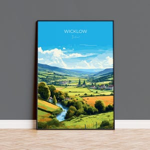 Impressão de Wicklow, pôster de viagem de Wicklow, Irlanda, presente de arte do Condado de Wicklow, arte de presente da Irlanda, impressão de arte de parede de paisagem