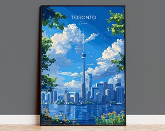 Toronto Travel Poster, Travel Print of Toronto, Canada Ontario Gift, Toronto Art Lovers Gift, Canada Gift Art, Wall Art Print
